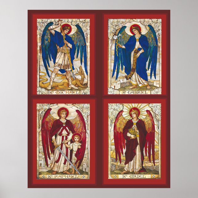 St. MIchael, Gabriel, Raphael och Uriel Archangel Poster (Framsidan)
