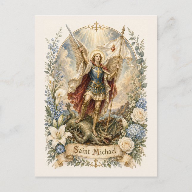 St Michael katolska uppmuntringsbön  Vykort (Framsida)