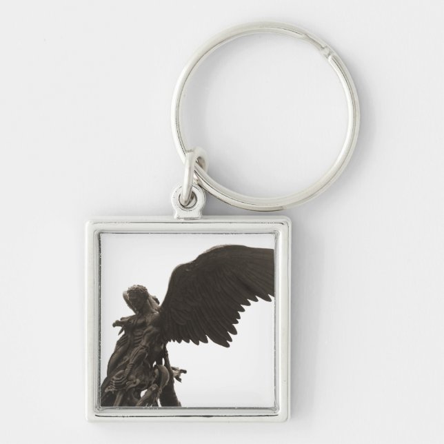 St Michael Keychain Fyrkantig Silverfärgad Nyckelring (Framsidan)