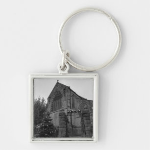 St Michael och All Änglar Church Fyrkantig Silverfärgad Nyckelring
