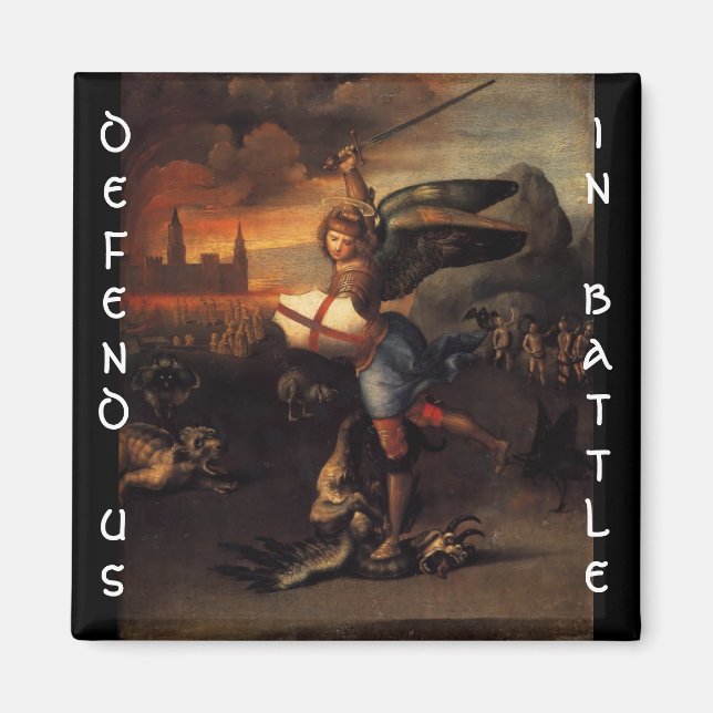 St. Michael och Dragon, brun svart Magnet (Framsidan)