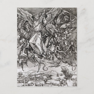 St. Michael och Dragon från en latin Vykort