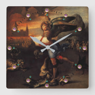 St Michael och Dragon Fyrkantig Klocka