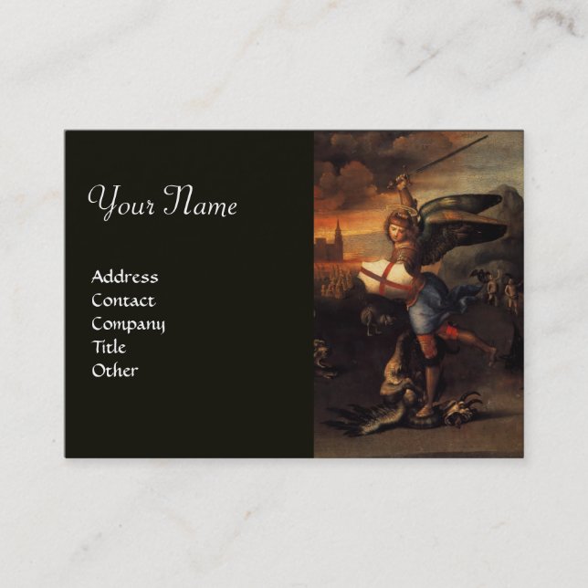 St Michael och Dragon, monogramsvart Visitkort (Framsida)