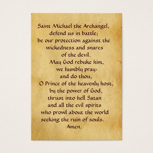 St Michael och Dragon Prayer Card Visitkort (Framsidan)