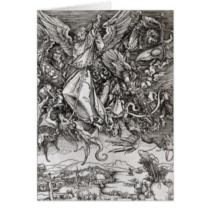 St Michael och draken, från en latin Hälsningskort