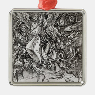 St Michael och draken, från en latin Julgransprydnad Metall