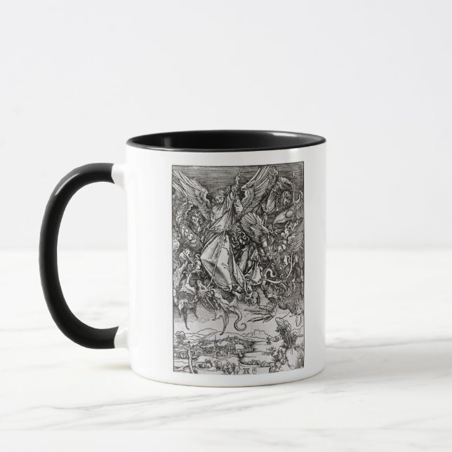 St Michael och draken, från en latin Mugg (Vänster)