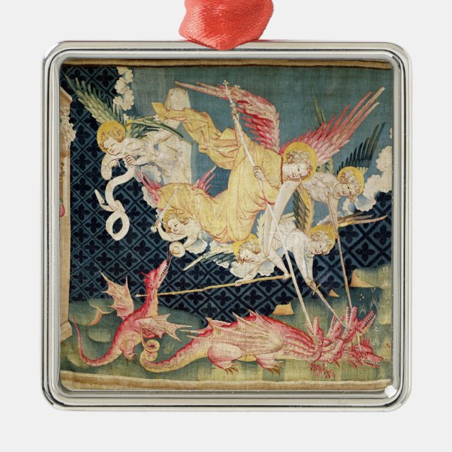 St Michael och hans änglar som slåss draken Julgransprydnad Metall (Framsidan)