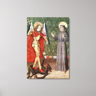 St Michael och St Francis av Assisi, c.1480 Canvastryck