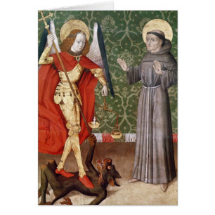St Michael och St Francis av Assisi, c.1480 Hälsningskort