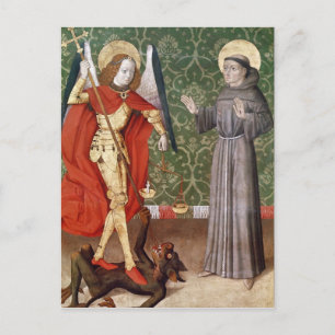 St. Michael och St. Francis of Assisi, c.1480 Vykort