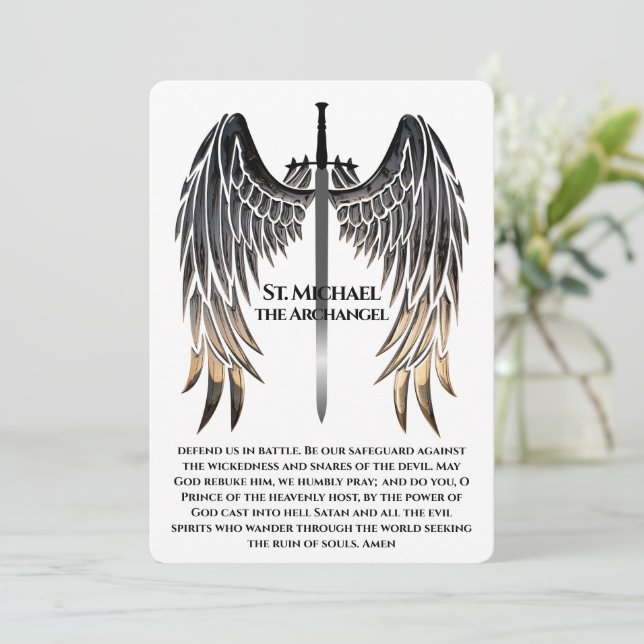 St. Michael Prayer Card for Protection (Stående Fram)