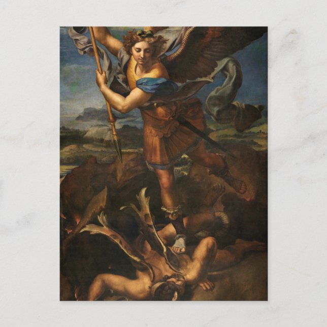 St. Michael Slay vid Djävulen av Raphael Postcard Vykort (Framsida)