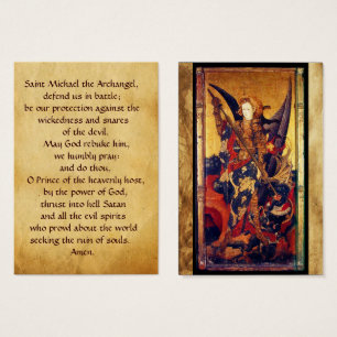 St Michael som besegrar djävulenbönkortet Visitkort