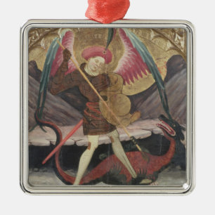 St Michael som besegrar ondskan, c.1480 (tempera Julgransprydnad Metall