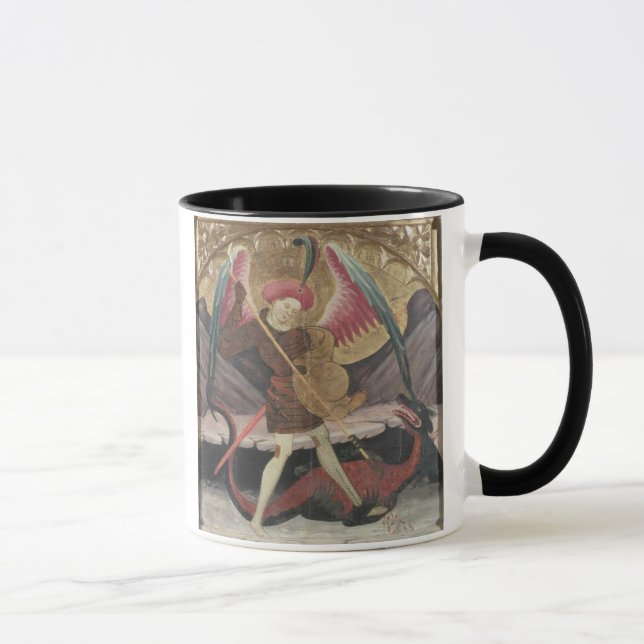 St Michael som besegrar ondskan, c.1480 (tempera Mugg (Höger)