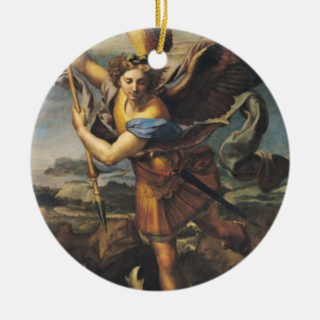 St Michael som förkrossar demonen, 1518 Julgransprydnad Keramik (Framsidan)