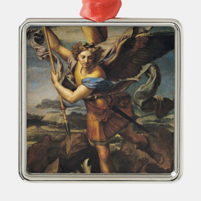 St Michael som förkrossar demonen, 1518 Julgransprydnad Metall (Framsidan)