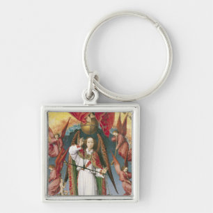 St Michael som väger soulsna Fyrkantig Silverfärgad Nyckelring