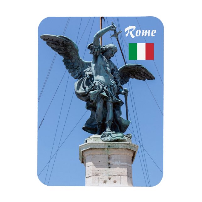St Michael statue - Castel Sant'Angelo top, Rom Magnet (Vertikal)