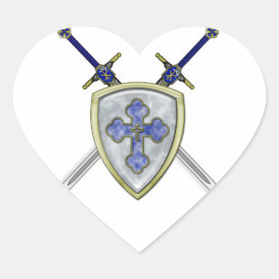 St Michael - svärd och skyddar Hjärtformat Klistermärke
