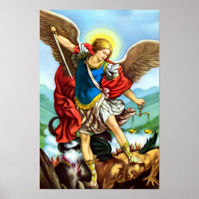St Michael the Archangel Angel Catholie Saint Poster (Framsidan)