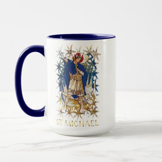 St Michael the Archangel Angel Icon Catholic Mugg (Vänster)