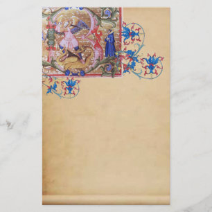 St. Michael the Archangel Antique Blommigt Parchme Brevpapper