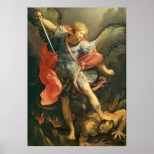 St. Michael the Archangel Battle with Djävulen Poster