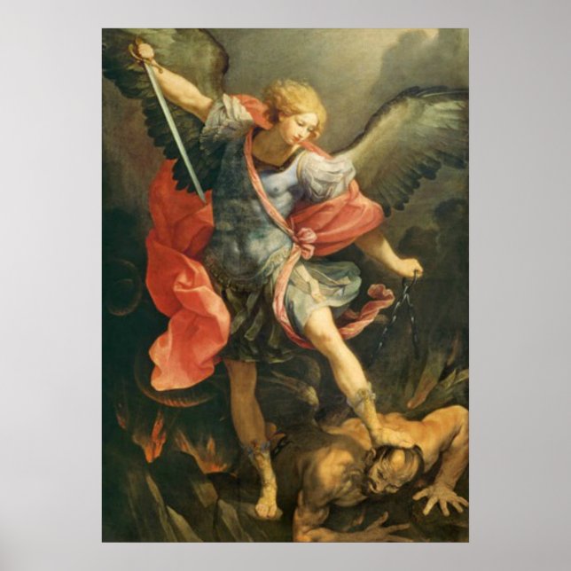 St. Michael the Archangel Battle with Djävulen Poster (Framsidan)