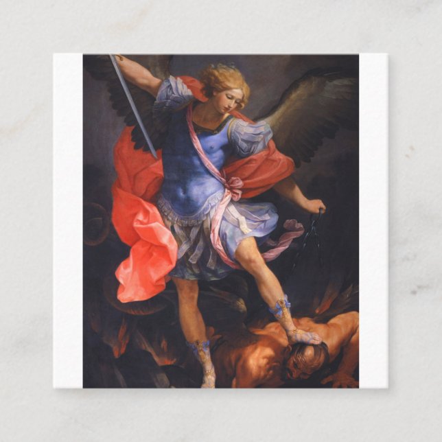 St Michael The Archangel Fyrkantigt Visitkort (Framsida)
