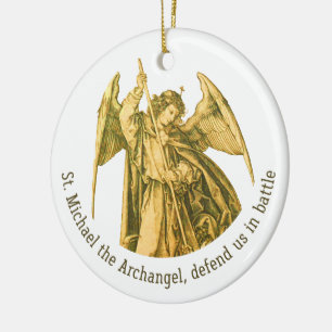 St. Michael the Archangel Guld Medieval Angel Cera Julgransprydnad Keramik