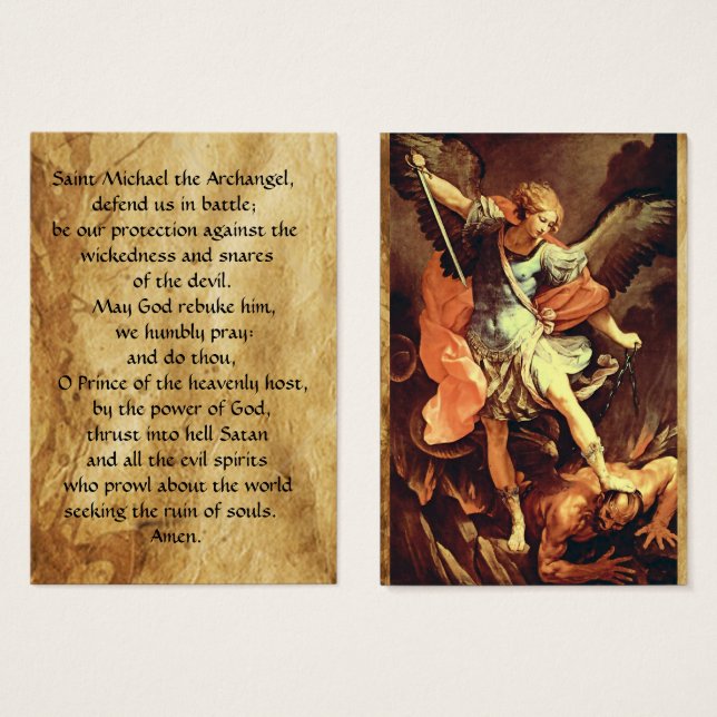 St. Michael the Archangel Prayer Card Visitkort (Framsida & baksida)