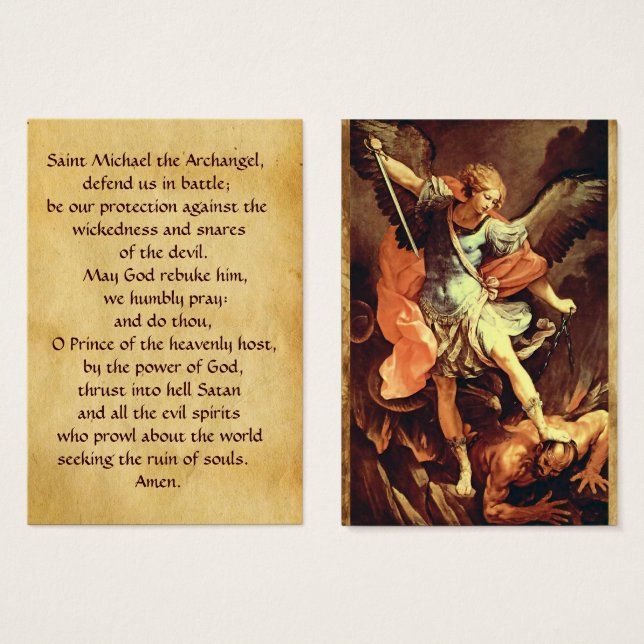 St. Michael the Archangel Prayer Card Visitkort (Framsida & baksida)