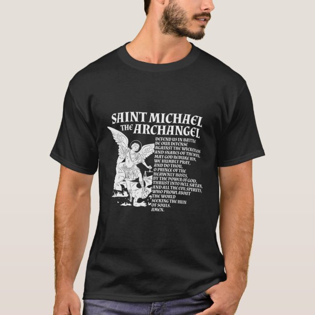 St Michael The Archangel Prayer T Shirt (Framsida)
