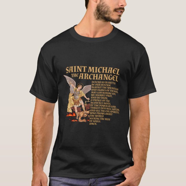St Michael The Archangel Prayer T Shirt (Framsida)