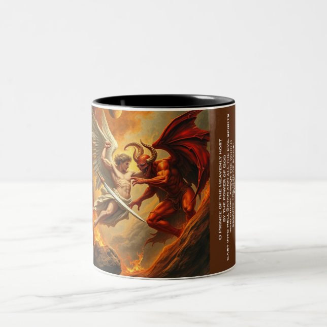 St. Michael the Archangel Slays Satan 2-tone Mugg (Center)