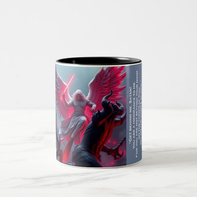 St. Michael the Archangel Slays Satan 2-tone Mugg (Center)