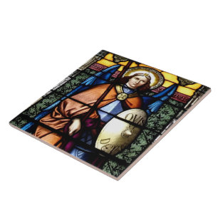 St. Michael The Archangel Stached Glass Window Kakelplatta