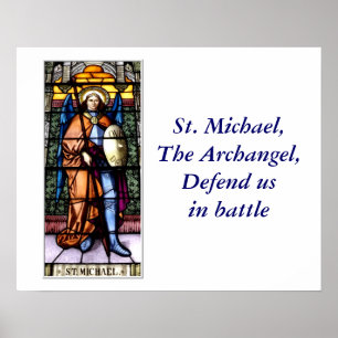 St. Michael The Archangel Stached Glass Window Poster