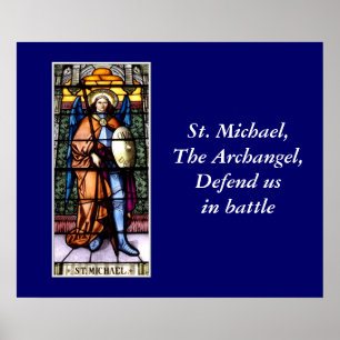 St. Michael The Archangel Stached Glass Window Poster