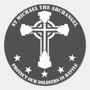 St Michael The Archangel - White Stencil Runt Klistermärke