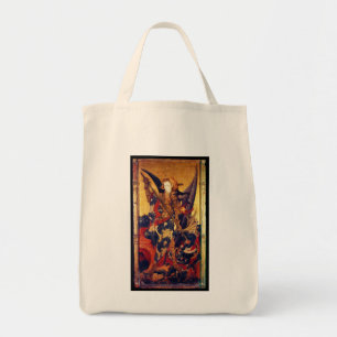 St Michael Vanguishing Djävulen som Medieval Knigh Tygkasse