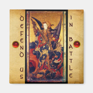 St. Michael Vanquishing Djävulen som Medieval Kni Magnet