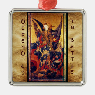 St. Michael Vanquishing Djävulen som Medieval Knig Julgransprydnad Metall