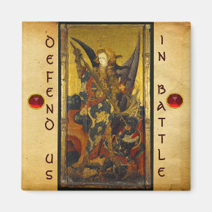 St. Michael Vanquishing Djävulen som Medieval Knig Magnet