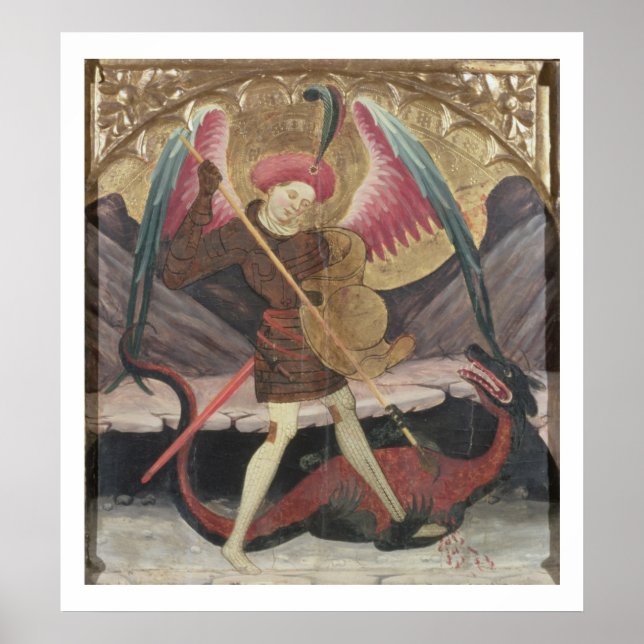 St Michael Vanquishing Evil, c.1480 (tempera on pa Poster (Framsidan)