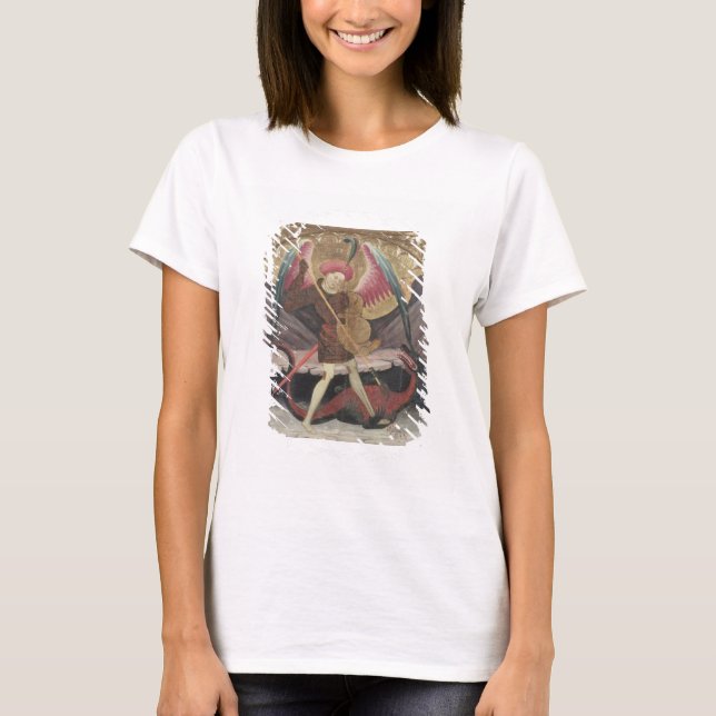 St Michael Vanquishing Evil, c.1480 (tempera on pa Tee Shirt (Framsida)