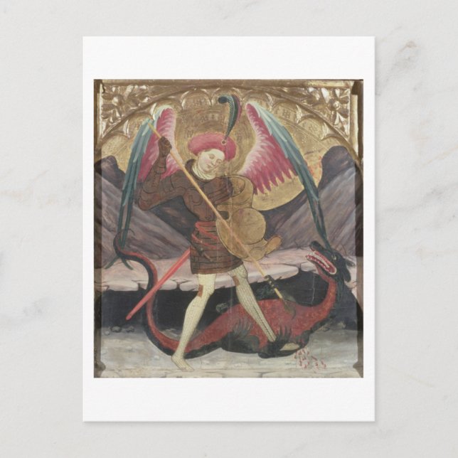St Michael Vanquishing Evil, c.1480 (tempera on pa Vykort (Framsida)